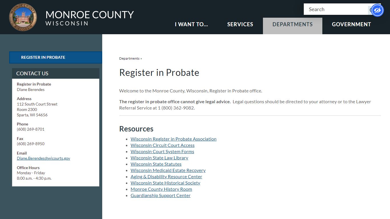 Register in Probate | Monroe County, WI